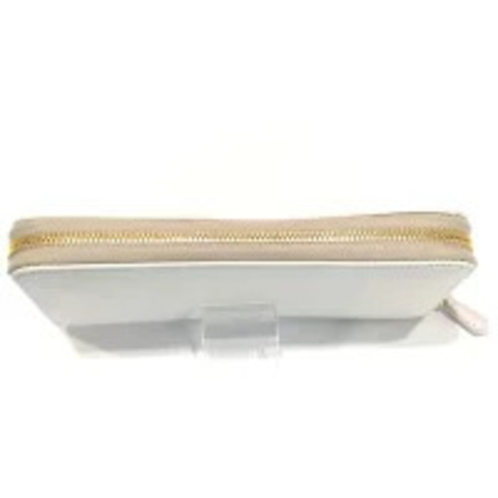 PRADA Long Wallet Round Zipper Wallet Bill Card White Leather - Picture 5 of 10